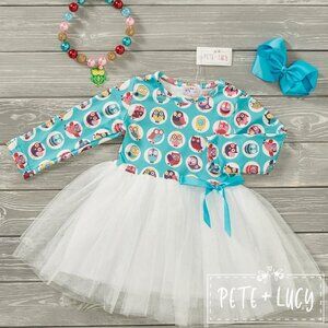 Vibrant Owls Tulle Dress